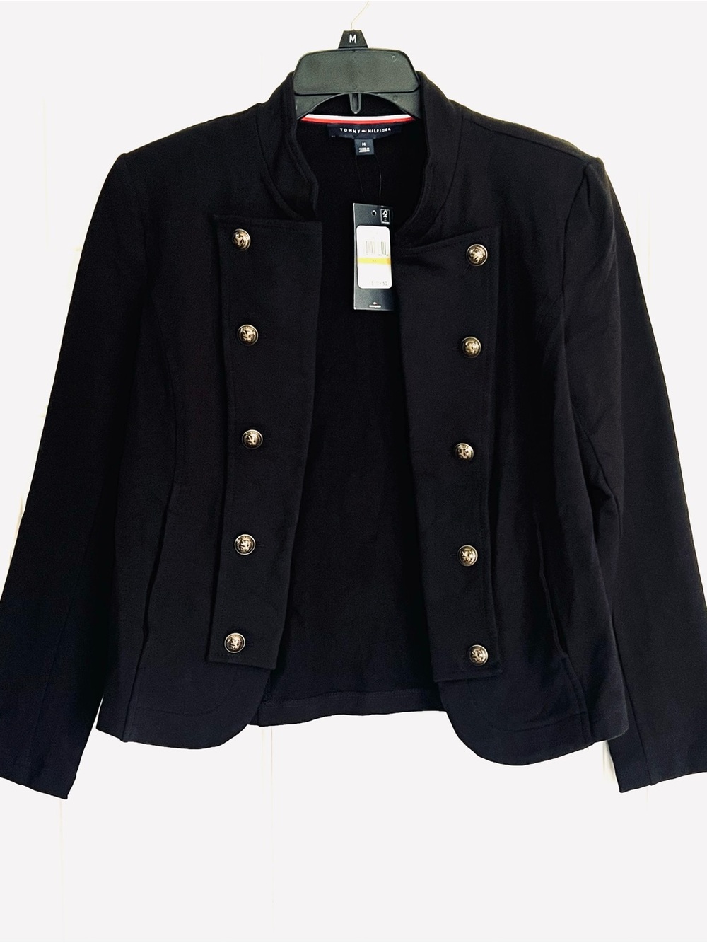 Tommy Hilfiger Women's Black Military Style Blazer Jacket Medium